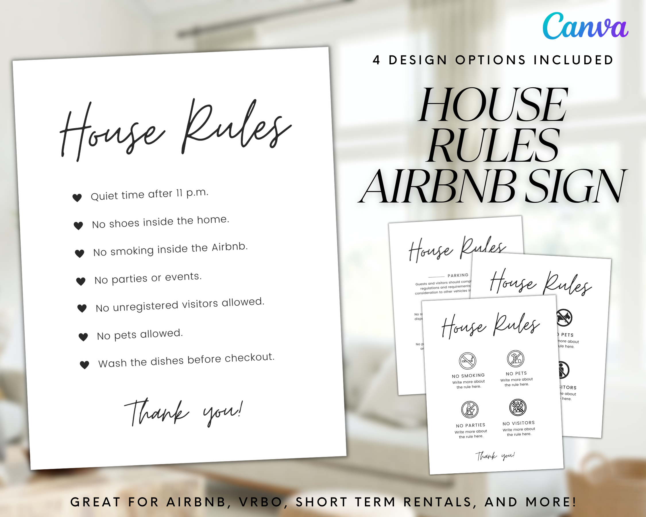 Real Estate Template – House Rules Airbnb Sign