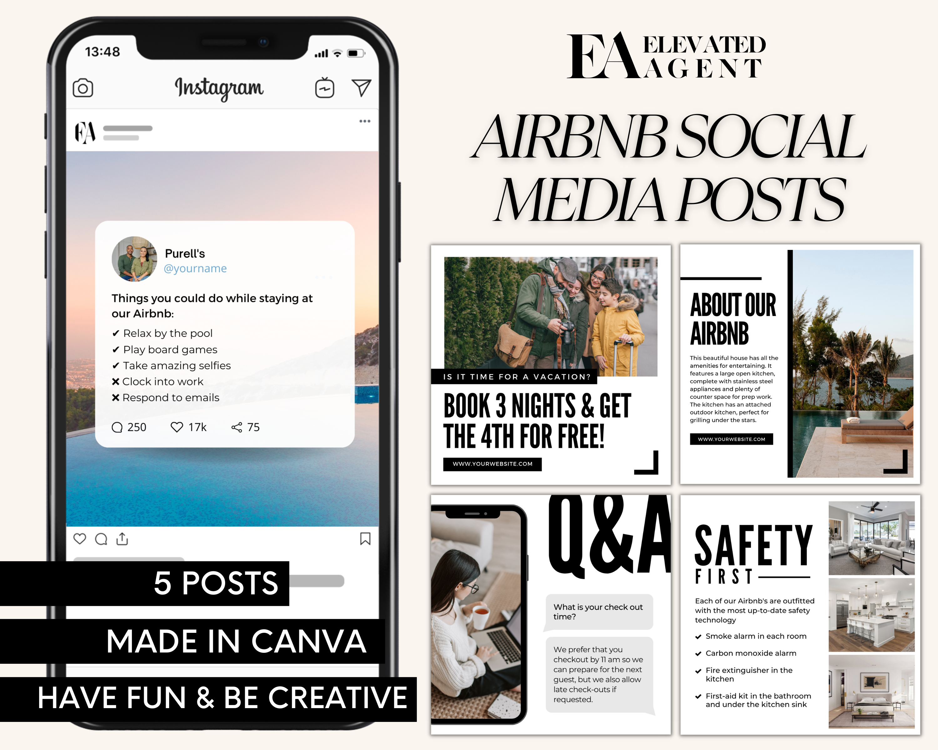 Real Estate Template – Minimal Airbnb Social Media Posts