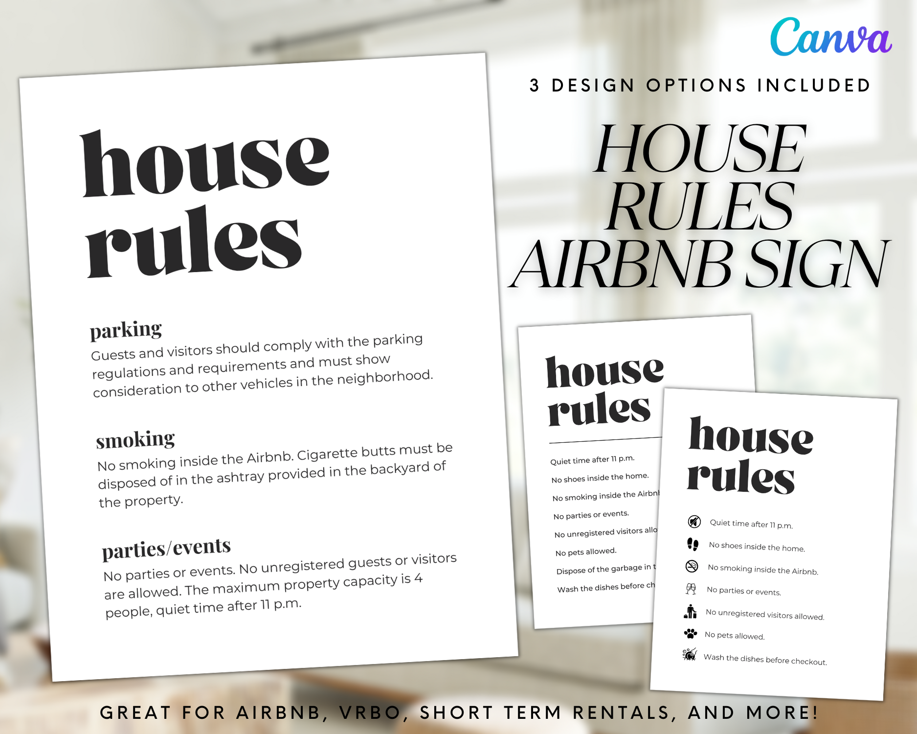 Real Estate Template – House Rules Airbnb Sign