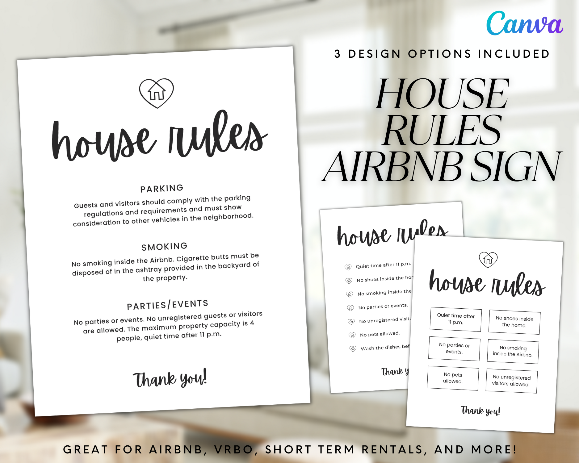 Real Estate Template – House Rules Airbnb Sign