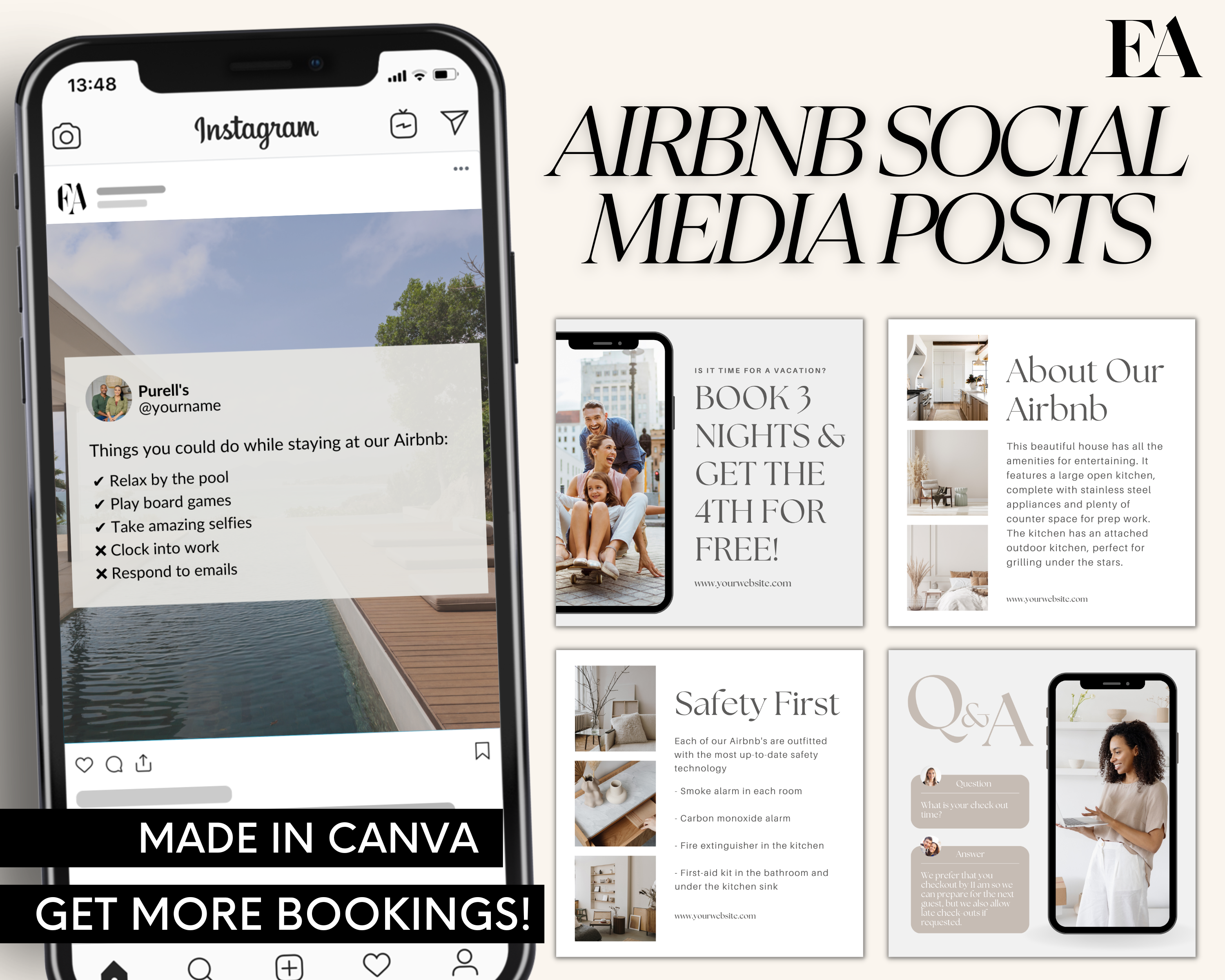 Real Estate Template –  Peaceful Airbnb Social Media Posts