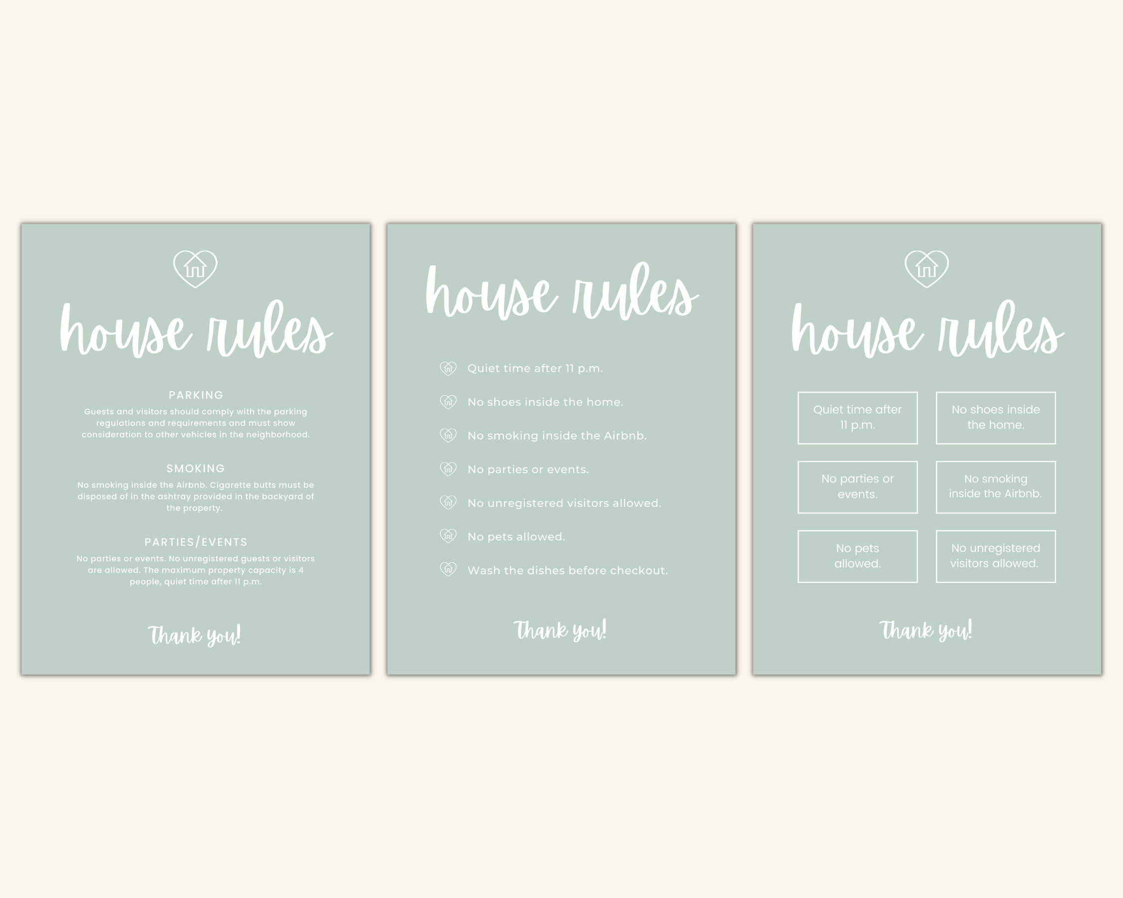 Real Estate Template – House Rules Airbnb Sign