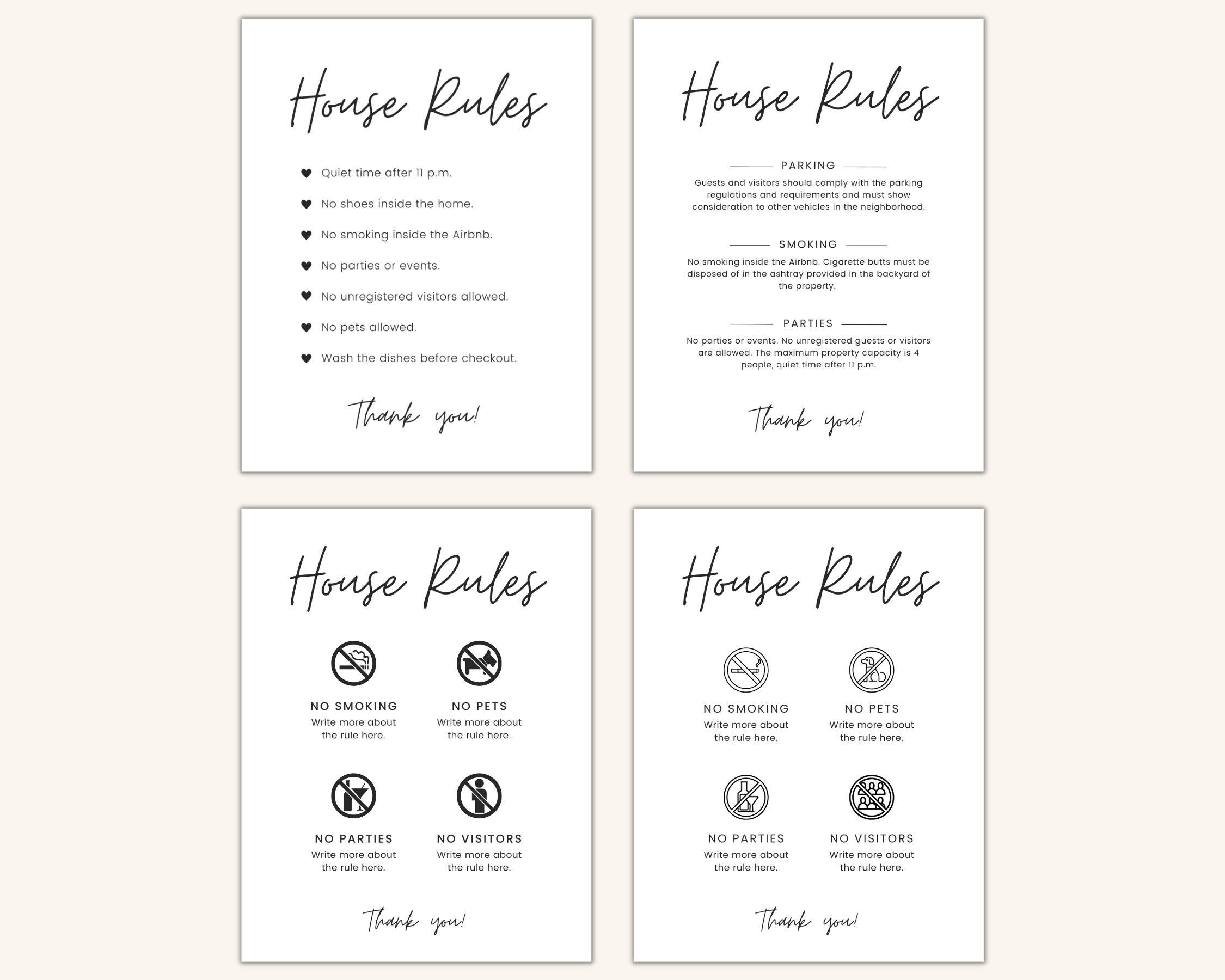 Real Estate Template – House Rules Airbnb Sign