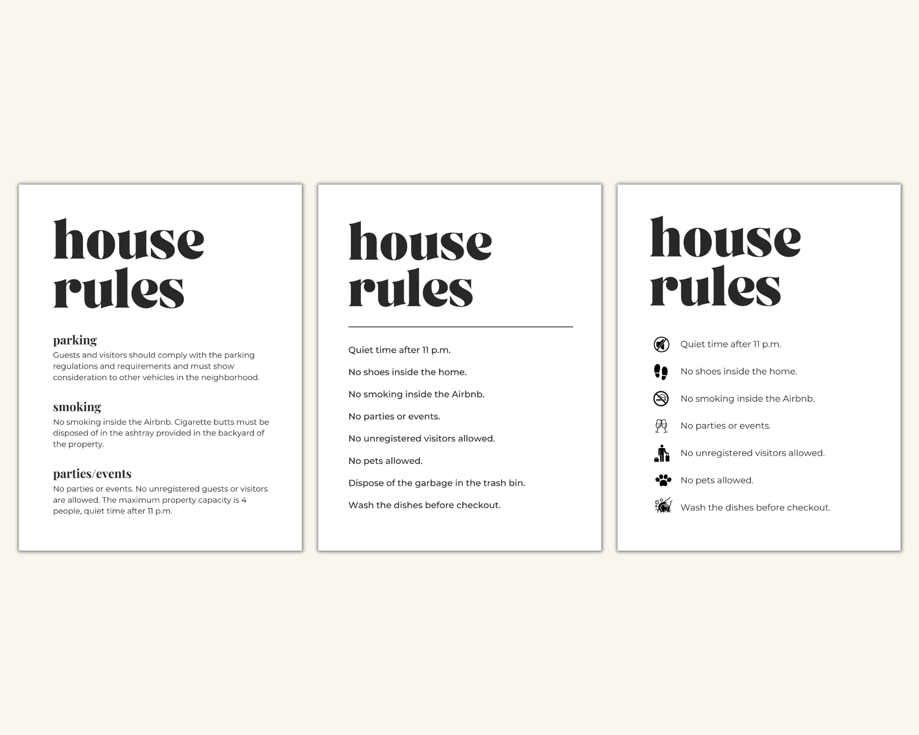 Real Estate Template – House Rules Airbnb Sign