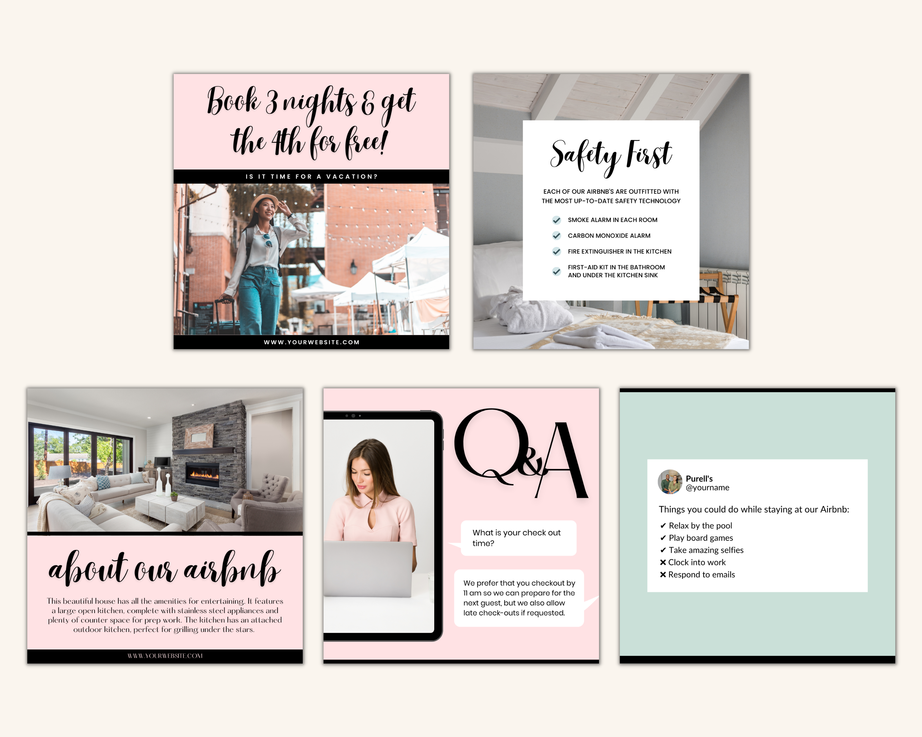 Real Estate Template – Playful Airbnb Social Media Posts