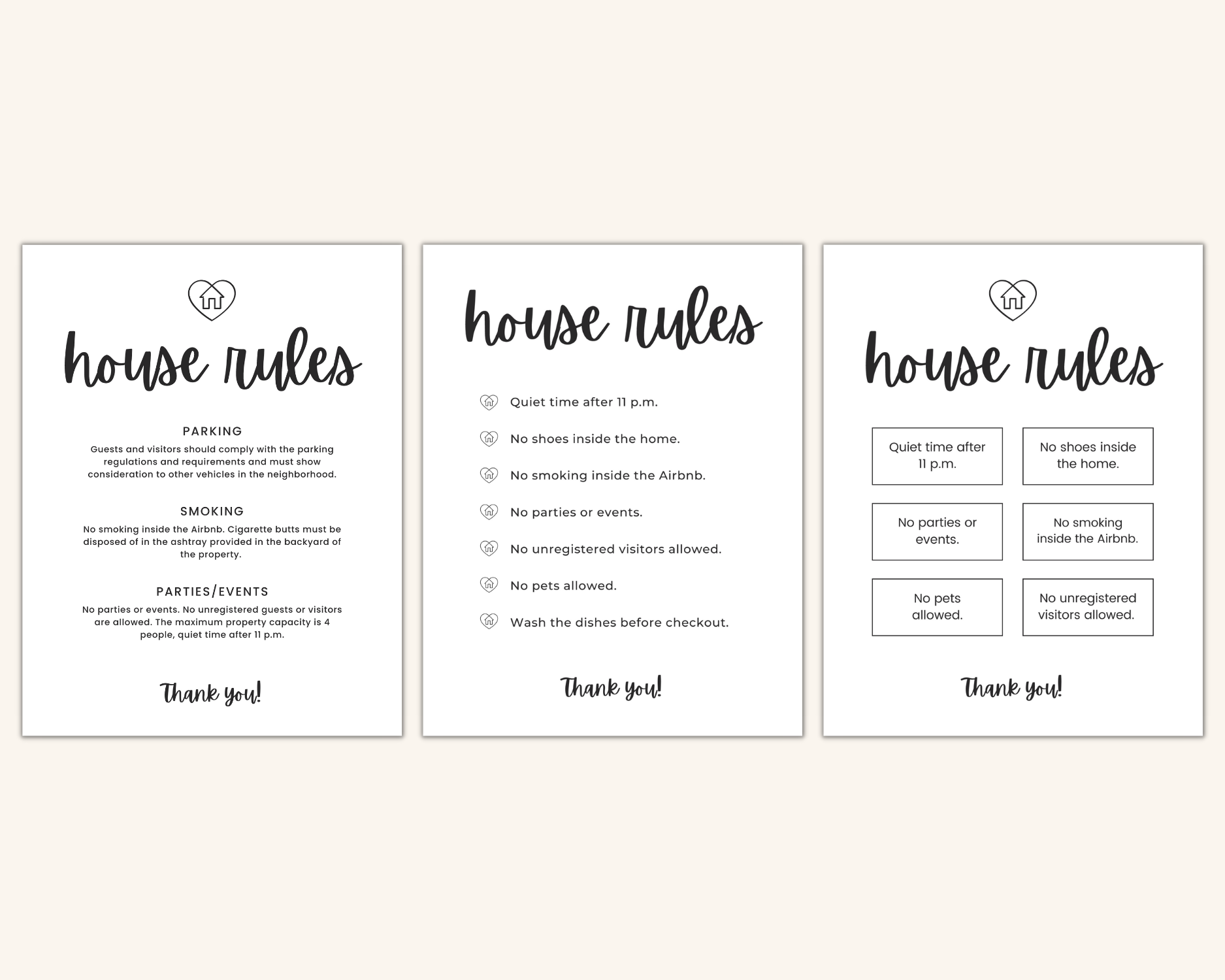 Real Estate Template – House Rules Airbnb Sign