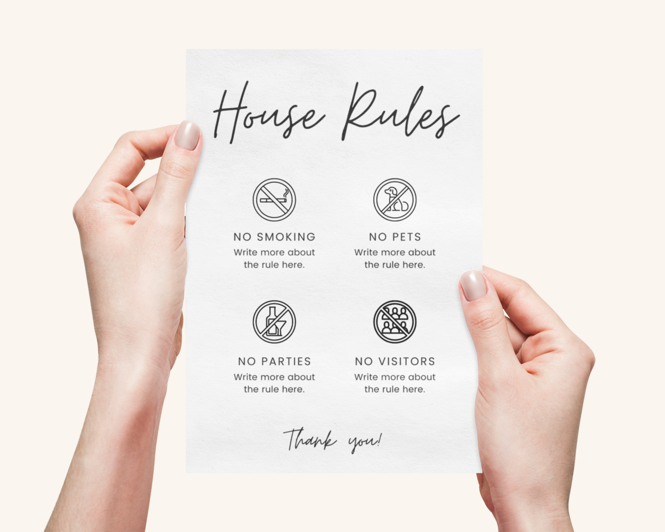 Real Estate Template – House Rules Airbnb Sign