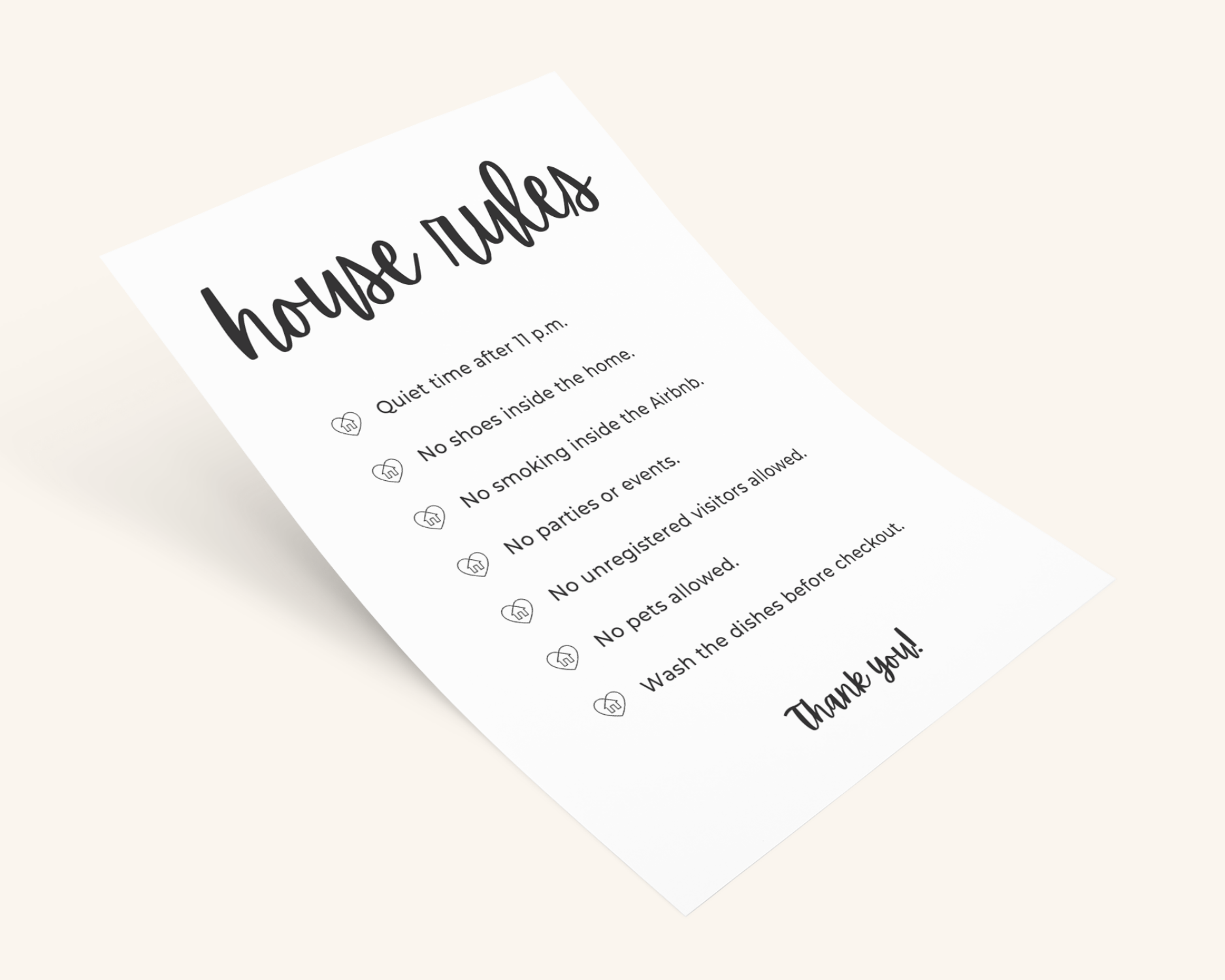 Real Estate Template – House Rules Airbnb Sign