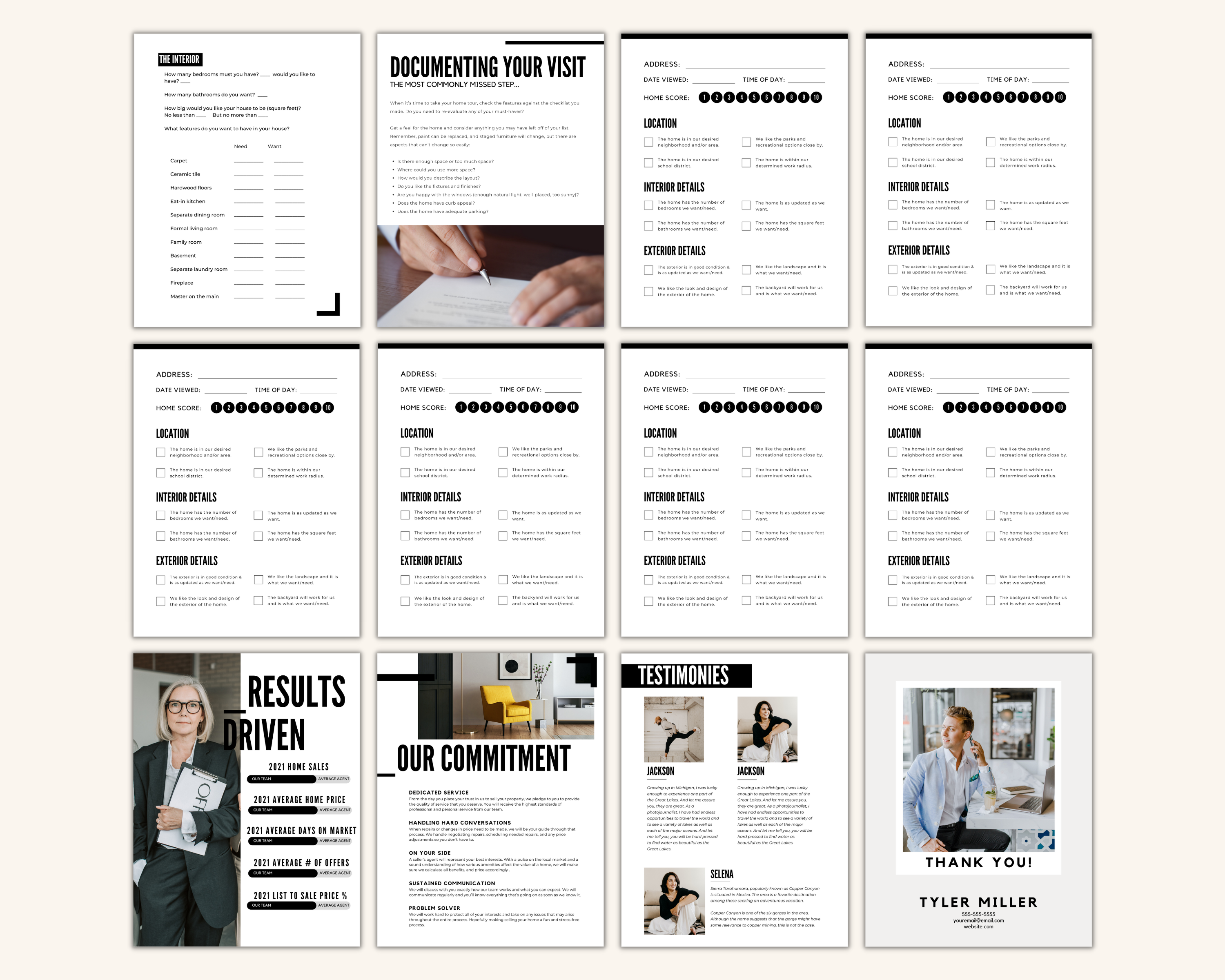 Real Estate Template for Buyers Real Estate Buyer Guide Template for Dream Home Must-haves Real Estate Template Black and White Real Estate Template Home Buyer Checklist Template