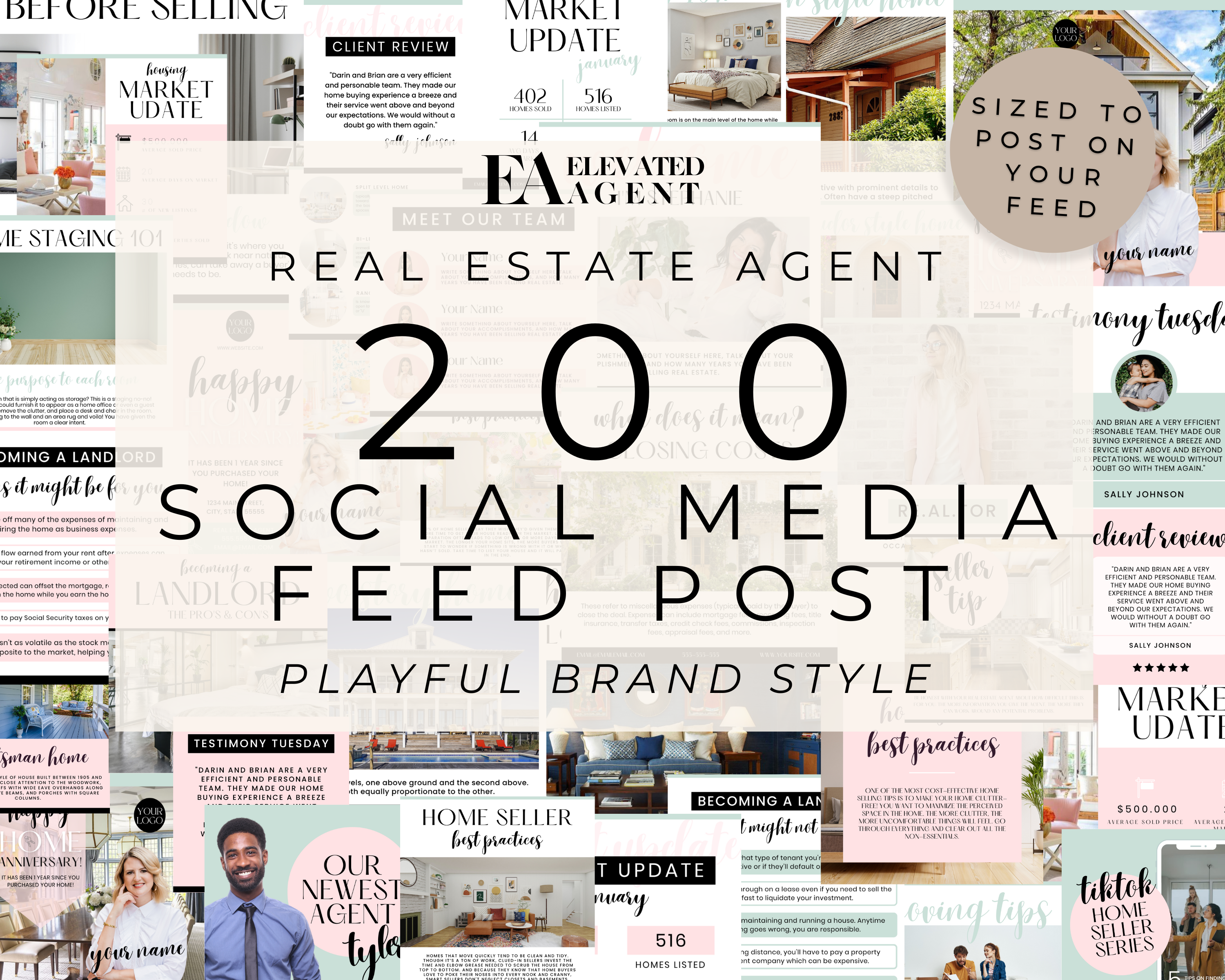 Real Estate Templates – 200 Branded Real Estate Social Media Post - Playful Brand Style