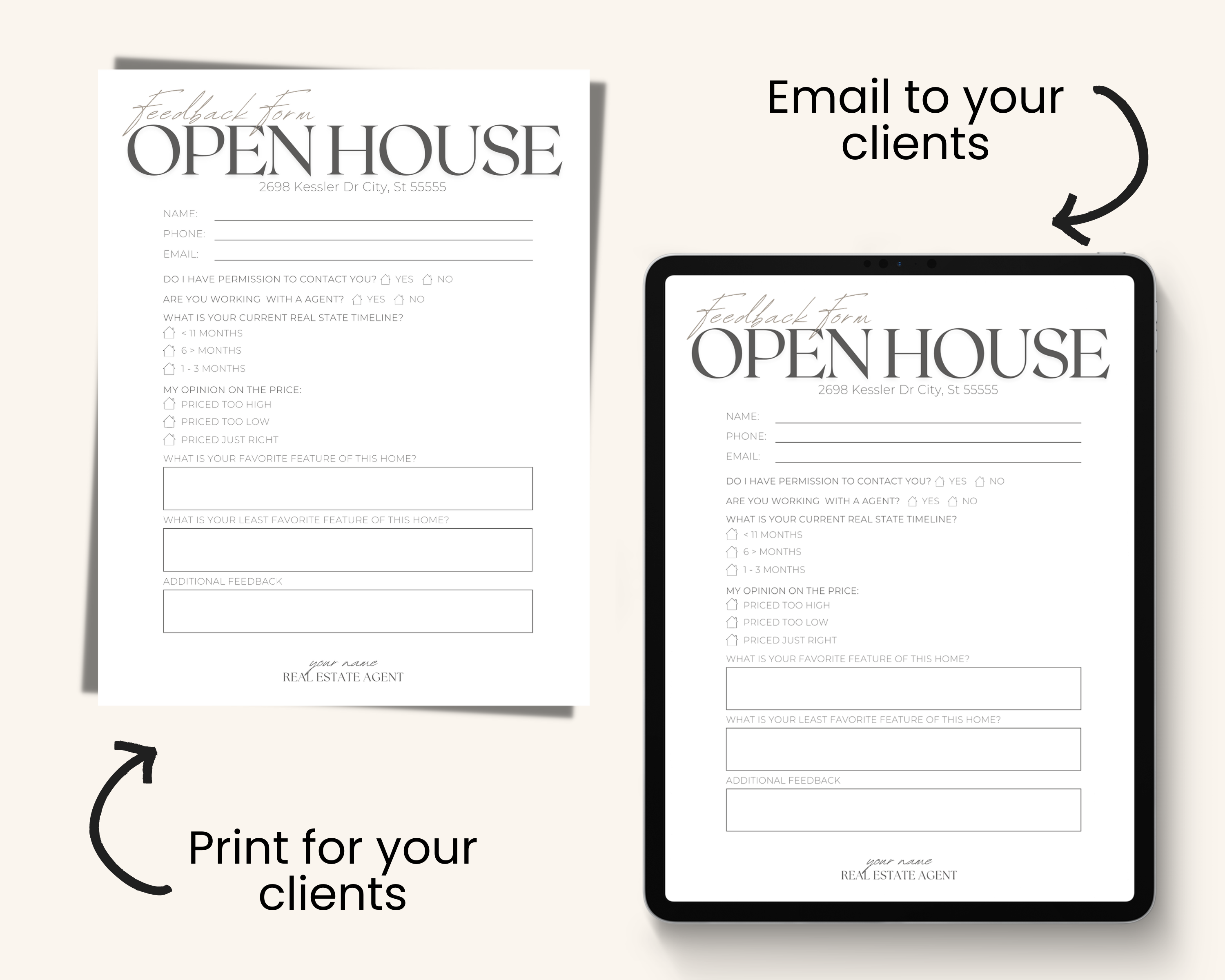 Real Estate Template – Peaceful Open House Feedback Form