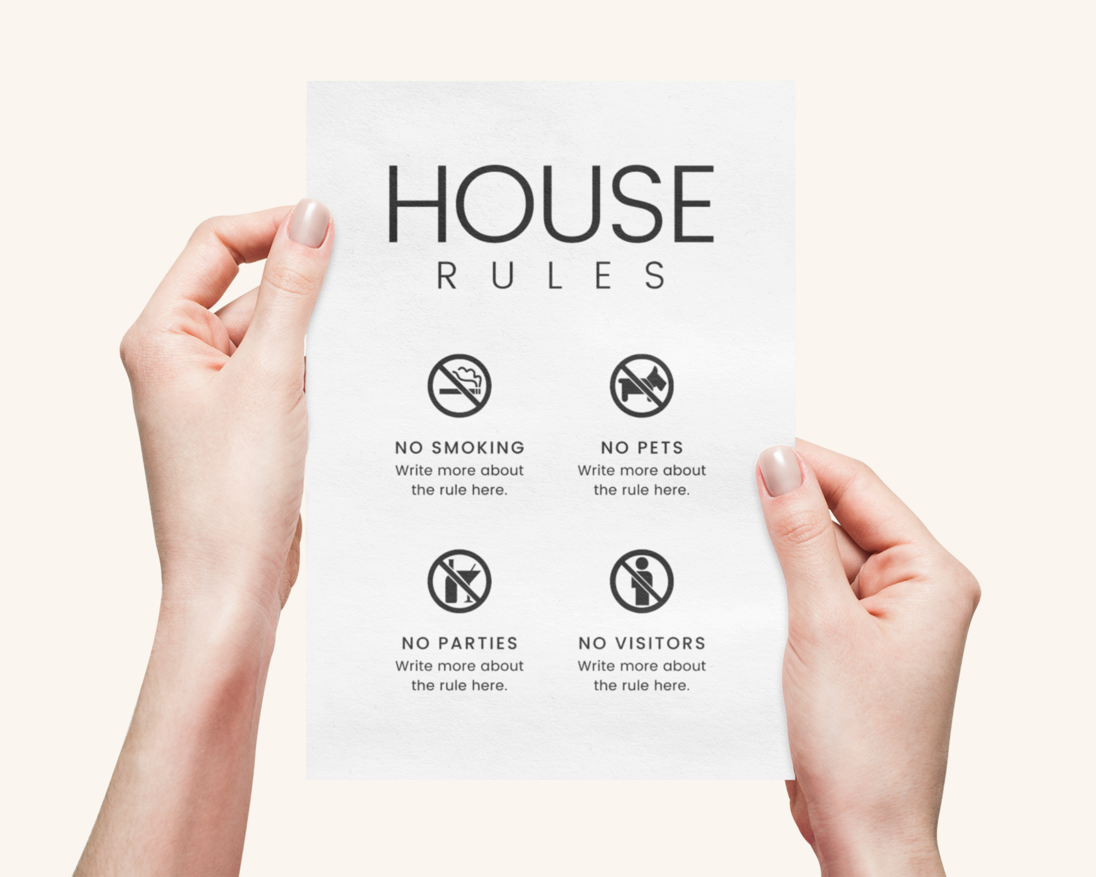 Real Estate Template – House Rules Airbnb Sign