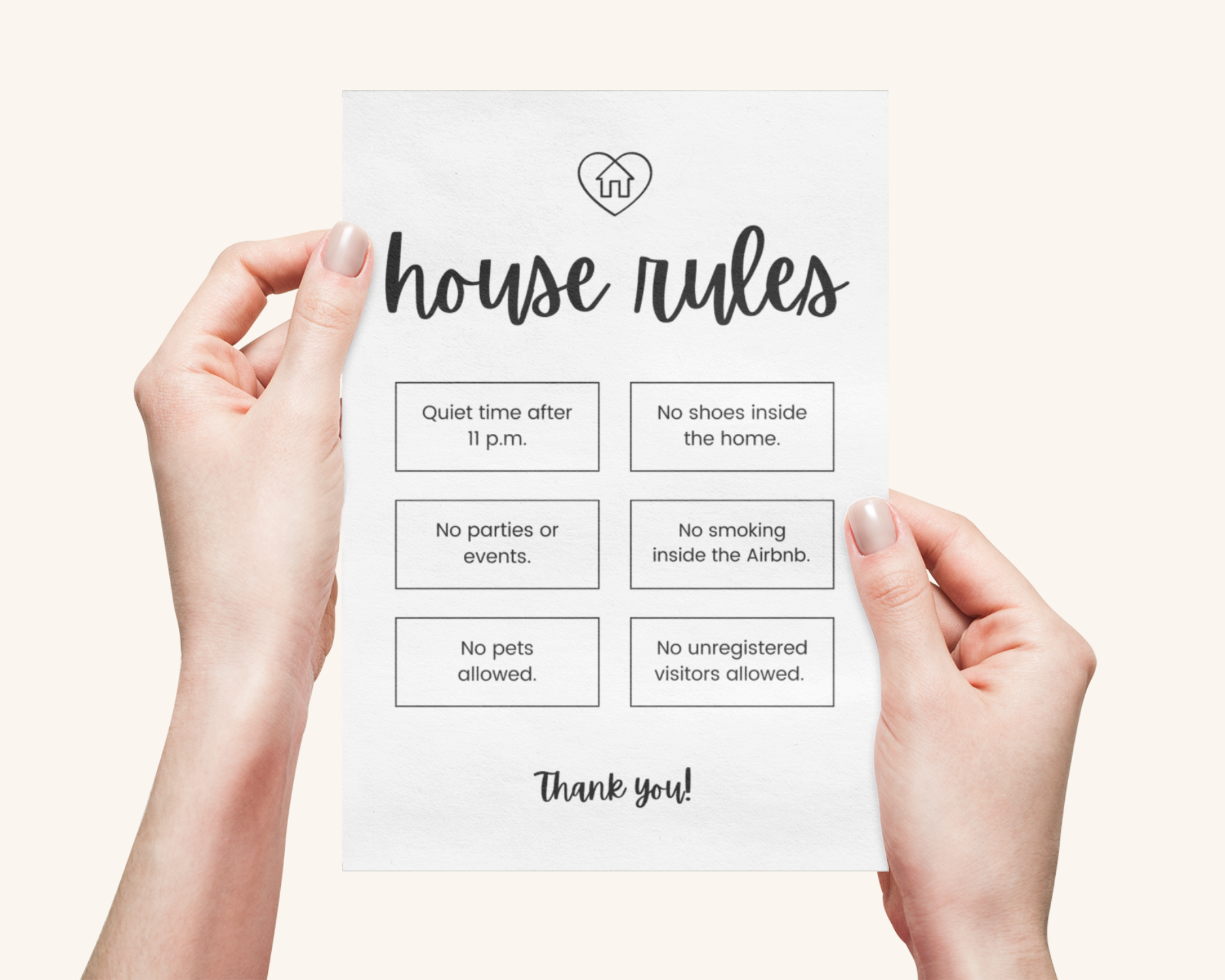 Real Estate Template – House Rules Airbnb Sign