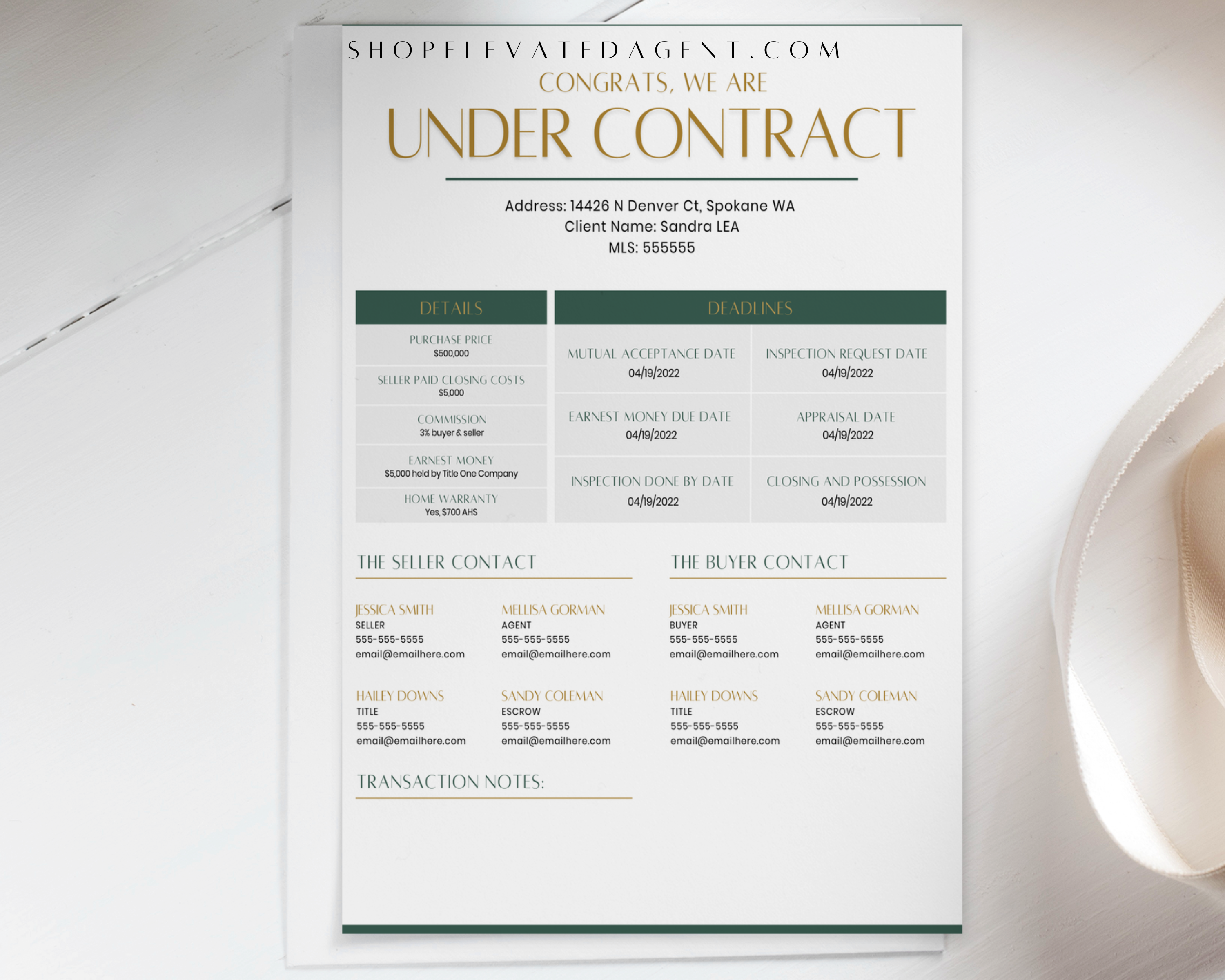 Transaction Summary Flyer - Exclusive