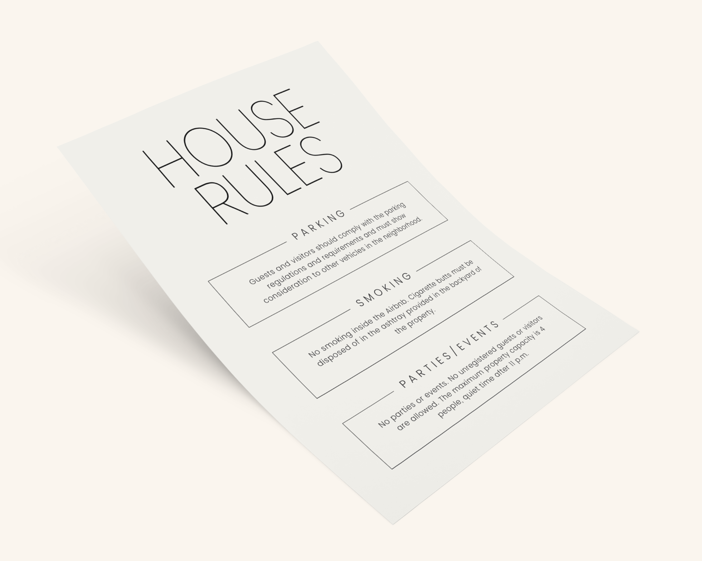 Real Estate Template – House Rules Airbnb Sign