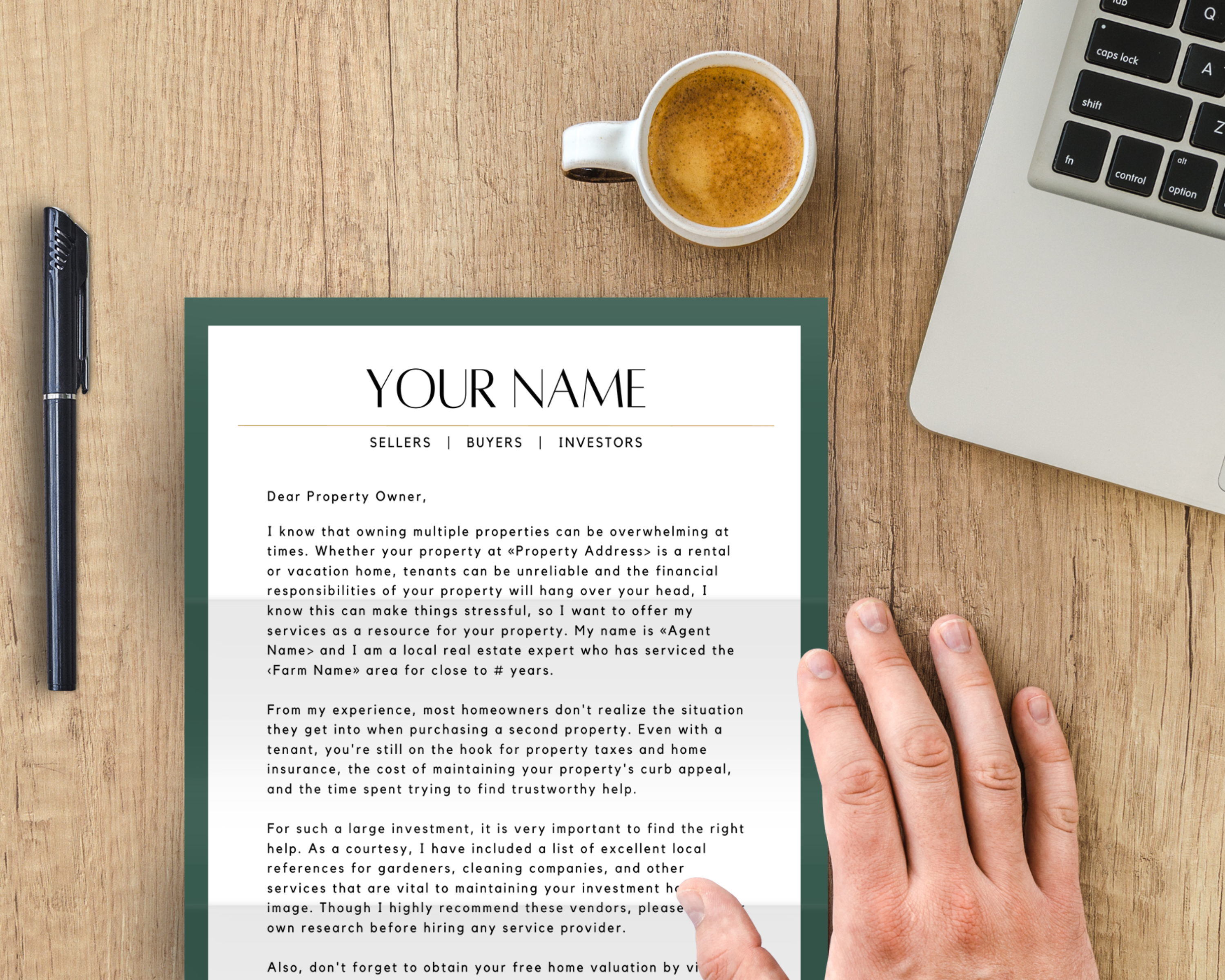 Real Estate Template for Investor Letter Real Estate Letter Template for Investors Real Estate Investing Printable Template