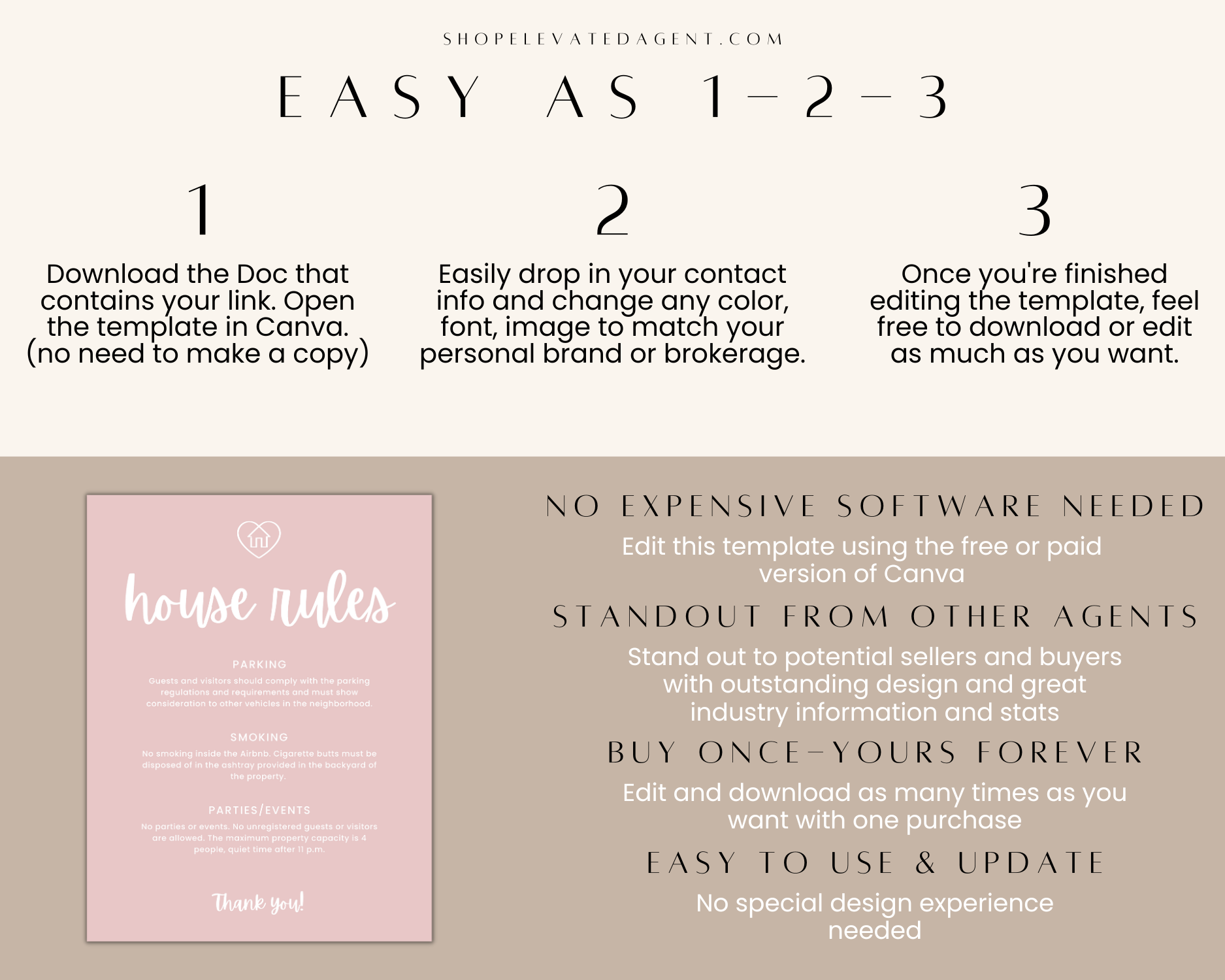 Real Estate Template – House Rules Airbnb Sign