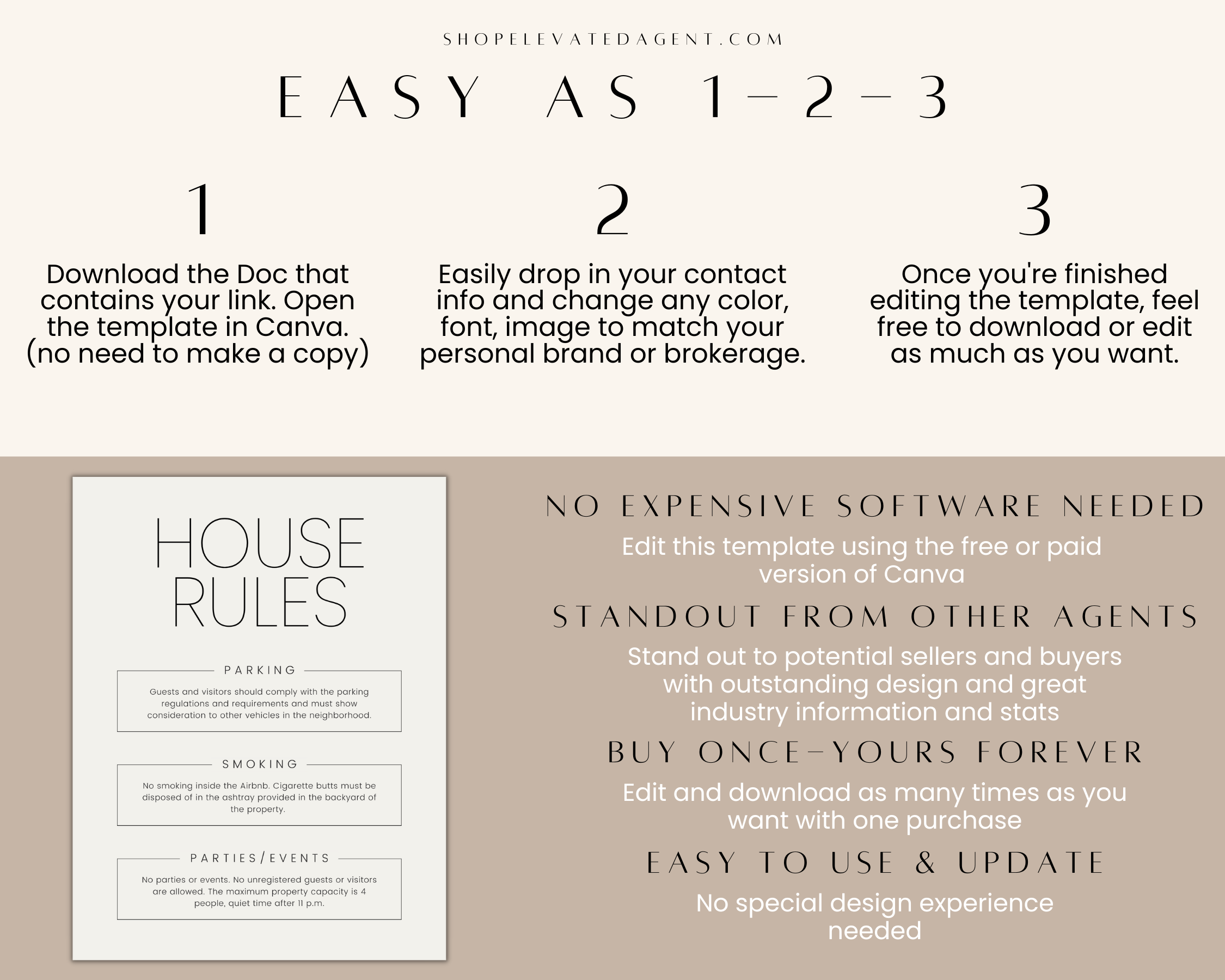 Real Estate Template – House Rules Airbnb Sign