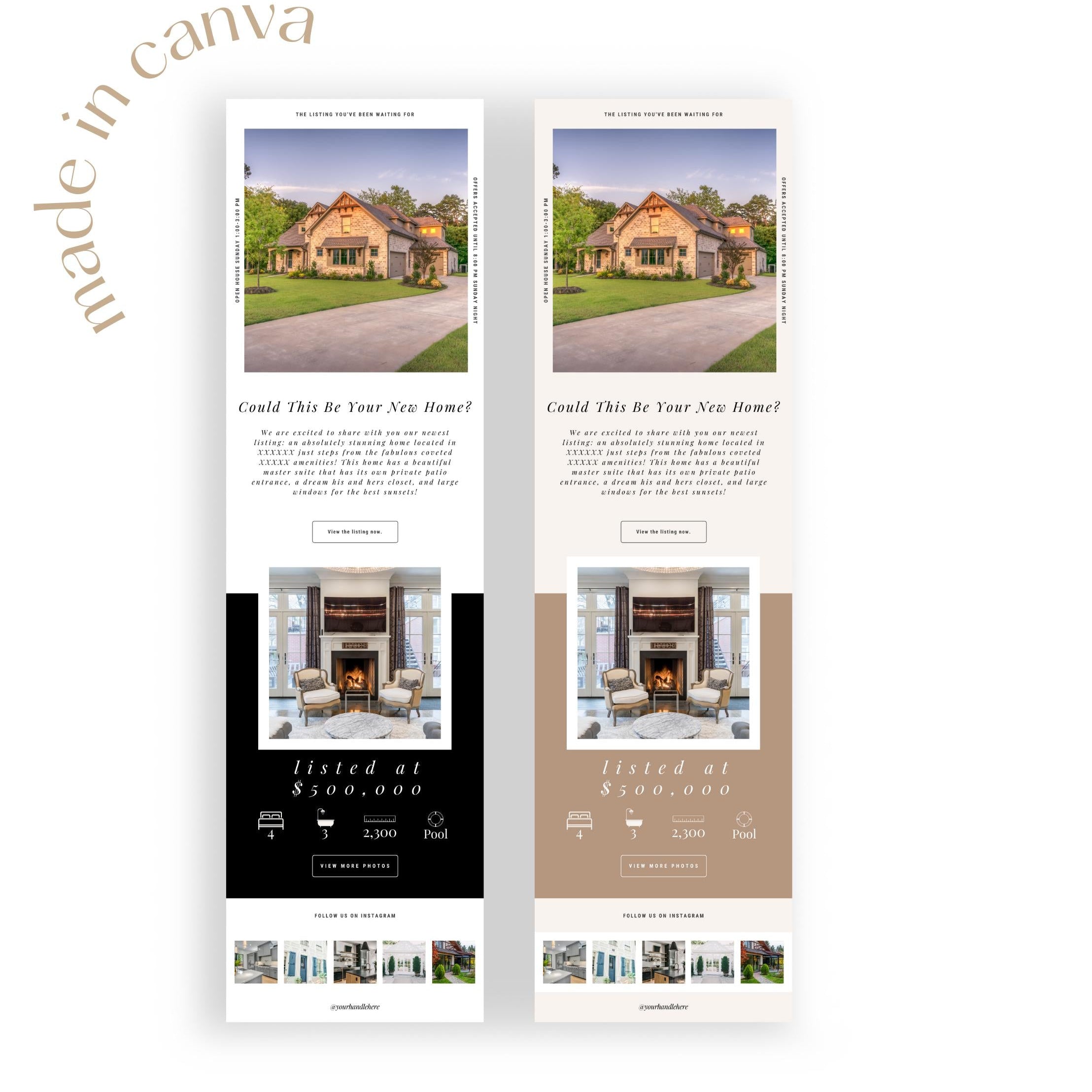 Real Estate New Listing Email Newsletter Template for Realtors - Instant Download - Real Estate Marketing - Made in Canva