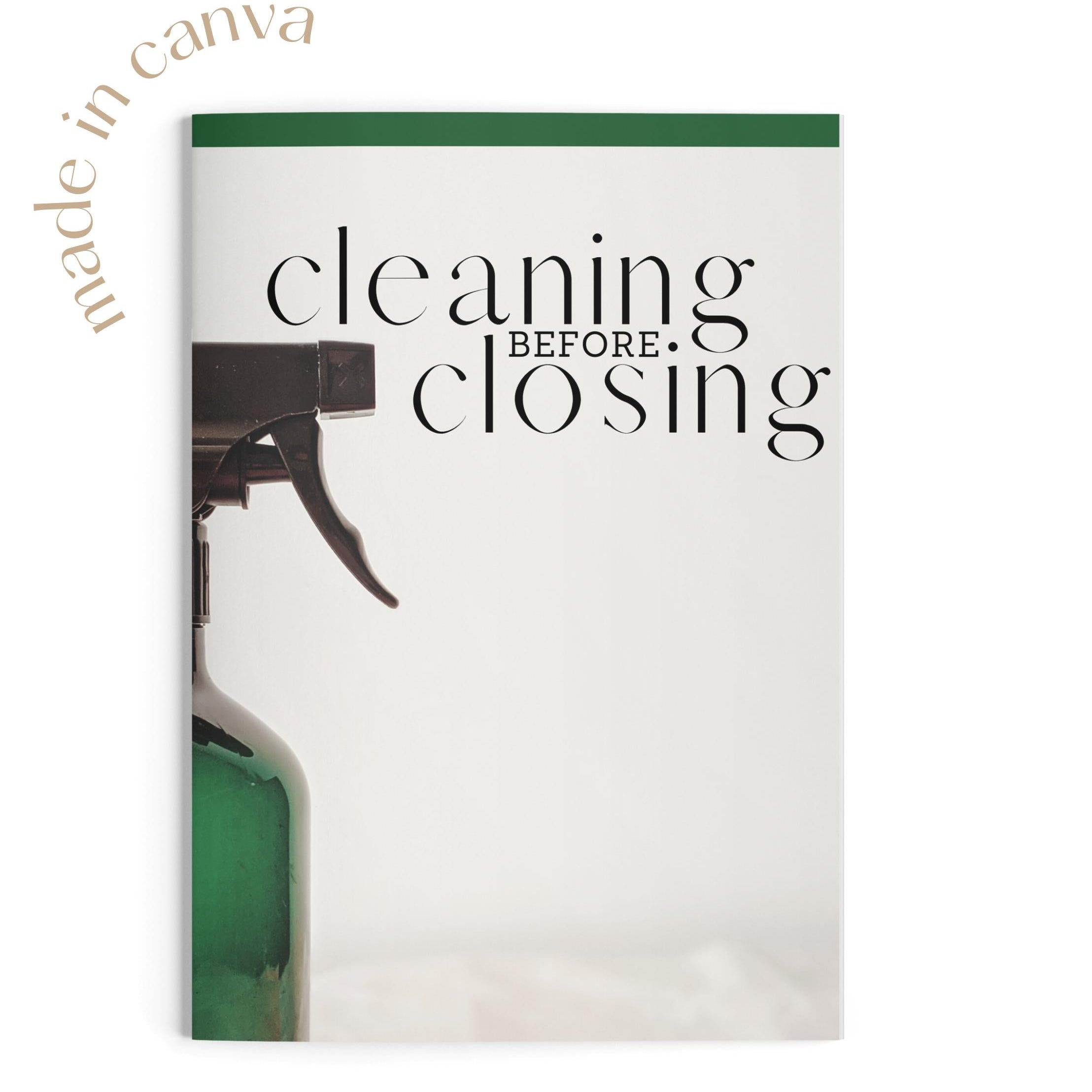 Cleaning Before Closing Instant Download for Real Estate Agents, Realtors to give Home Sellers - Print or Digital - Made in Canva
