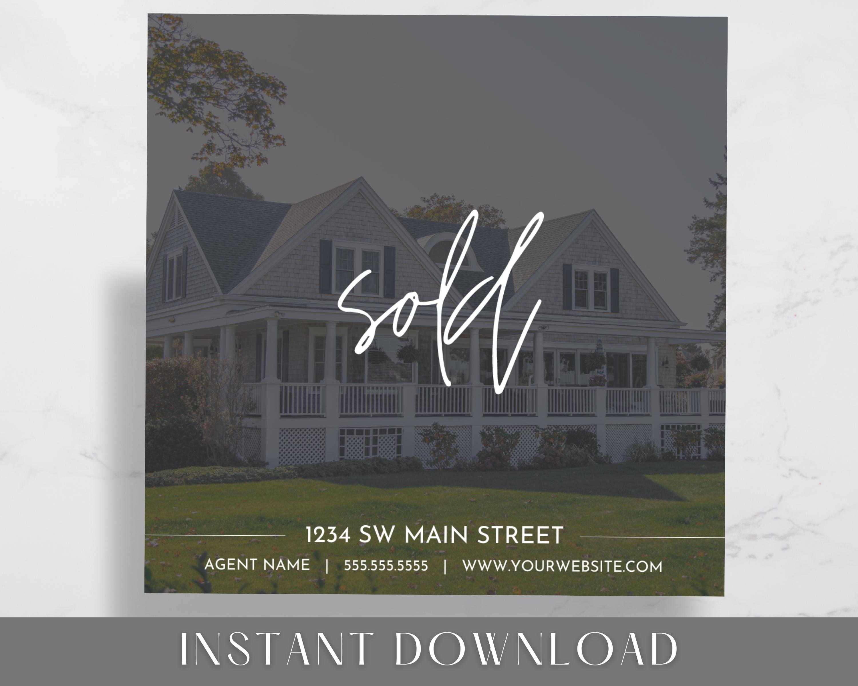 Real Estate Facebook and Instagram Frames - Just Sold Posts - Social Media Real Estate Marketing for Realtors, Agents - Instant Download