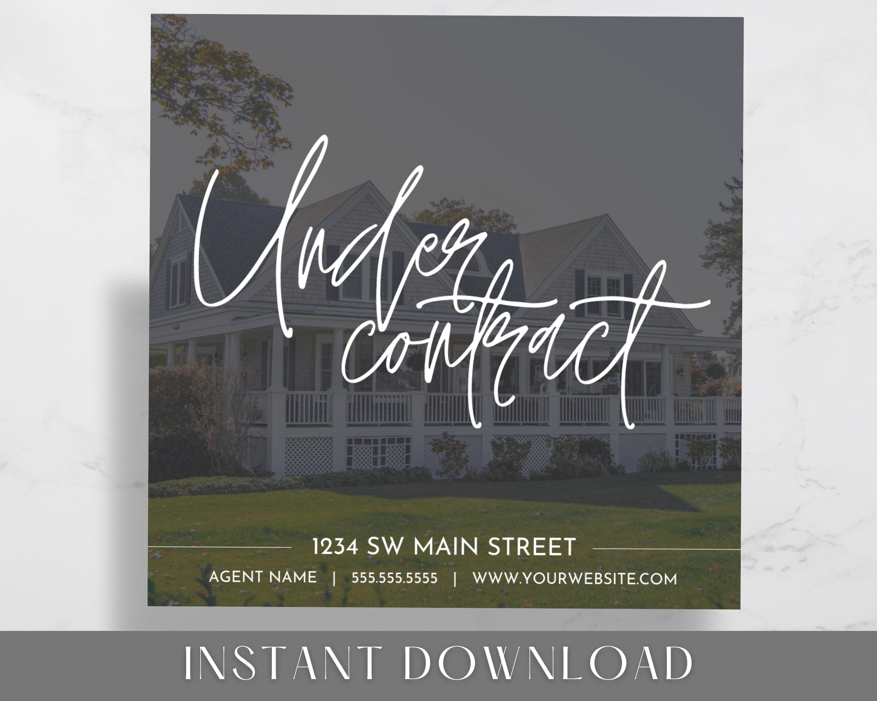 Real Estate Facebook and Instagram Frames - Under Contract Posts - Social Media Real Estate Marketing for Realtors, Agents - Instant Download