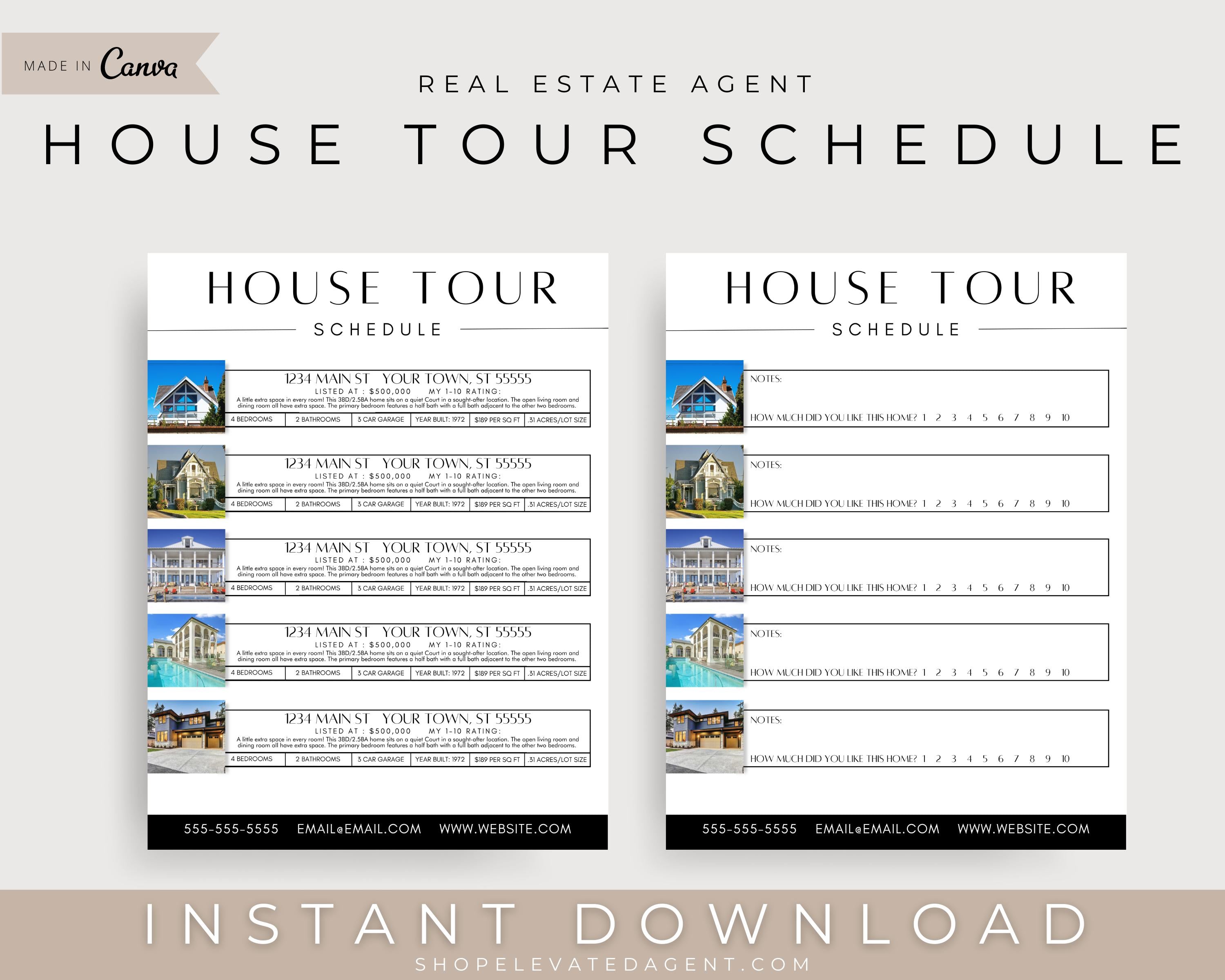 Real Estate Home Tour Schedule