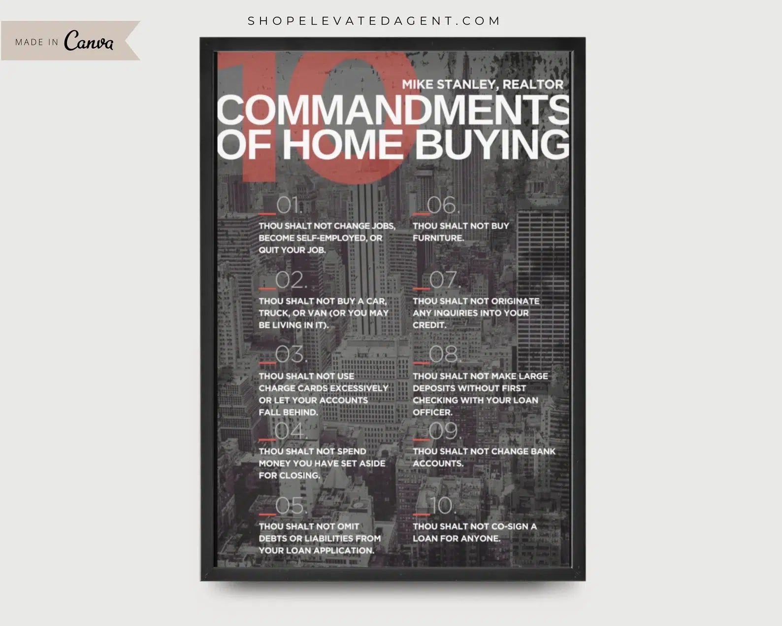 Real Estate Template for Office Poster Real Estate Office Decor for Real Estate Agent Poster Template for Real Estate Commandments 